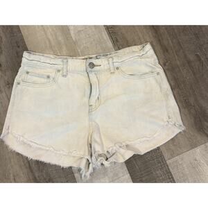 Free People Shorts Womens 29 White High Rise Distressed Frayed Hem Denim Casual